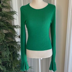 ABOUT US GREEN  Ribbed Long Sleeve Top size L